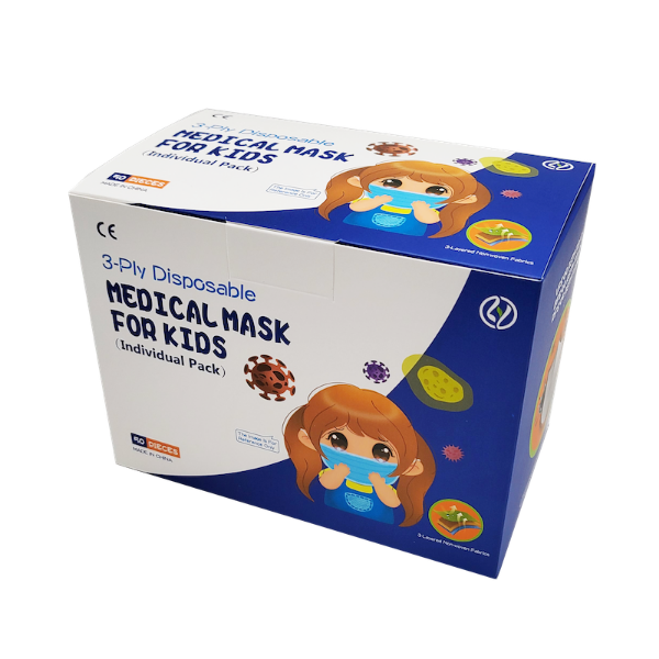 Picture of 3 - Ply Disposable MEDICAL MASK KIDS 中童⼝罩 50 ⽚ 獨立包裝
